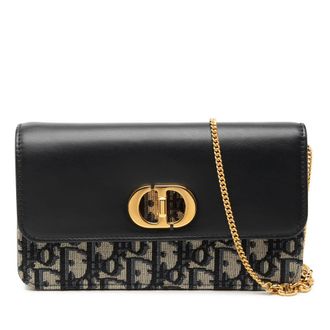 Dior Pre-owned Dior Oblique Jacquard and Calfskin Miss Caro Pouch with Chain Ladies 758L7Q1TAY8ICGCD