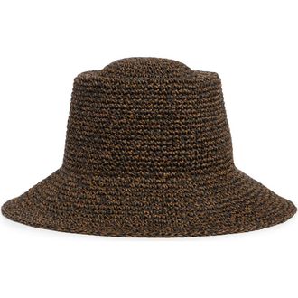 Nordstrom Lantern Packable Straw Bucket Hat in Black- Brown at Nordstrom