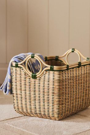 Anthropologie Round-Handled Rectangular Basket