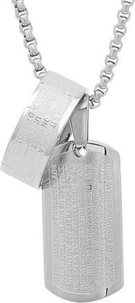 Steeltime Lords Prayer Dog Tag & Ring Pendant Necklace in Silver at Nordstrom Rack