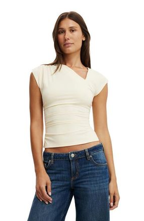 Cotton On Womens Scout Asymmetric Short Sleeve in Vanilla Glow at Nordstrom, Size Xx-Small