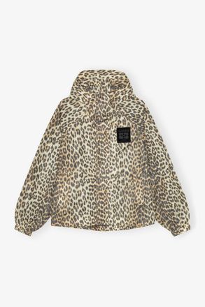Ganni Brown Leopard Print Nylon Jacket - Size 2XL/3XL Recycled