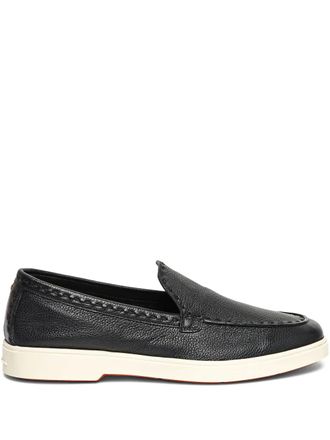Santoni tumbled-leather loafers - Black