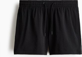H&M Badeshorts aus Seersucker - Schwarz