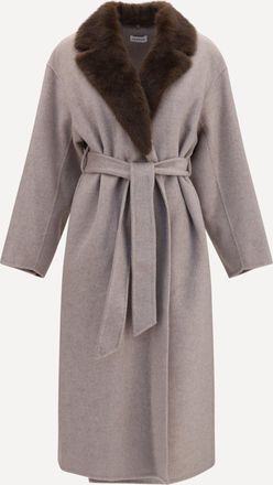 P.A.R.O.S.H. P. A.R. O.S. H. Cappotto in lana con collo con pelo e cintura Woman XS
