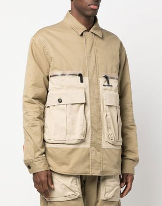 Dsquared2 Mens Flap Pocket Padded Coach Jacket Beige Clothing > Coats &