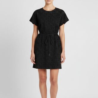 Elisabetta Franchi Black Monogram Patterned Cotton Knit Mini Dress