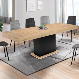 IDMarket Idmarket - Mesa De Comedor Extensible Eden 6-10 Personas Madera Y Negro 160-200 Cm
