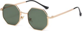 Generic Men Outdoor Metal Sunglasses Driving Women Vacation Decorative Sun Glasses(Gold)