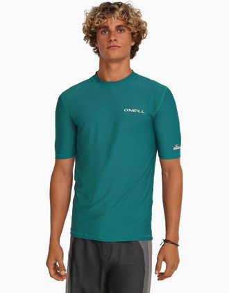 O'Neill Mens ONeill Mens Skins Short Sleeve Rash Vest - Green - Size: 40