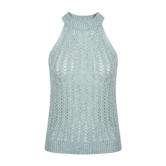 Eleventy Knit Tank Top - female - Eleventy - Round-neck Knitwear - Blue - XS - Knitwear