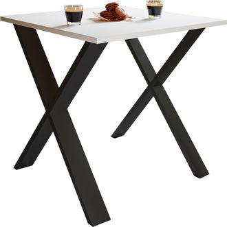 ebuy24 Ebuy24 - Mesa De Comedor De Madera Vcm Premium Al. 76 X An. 80 X P. 50 Cm Mesa De Comedor De Cocina Mesa Xona X (negro / Blanco)