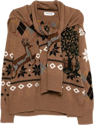 Monse Maglione Fair Isle - Marrone