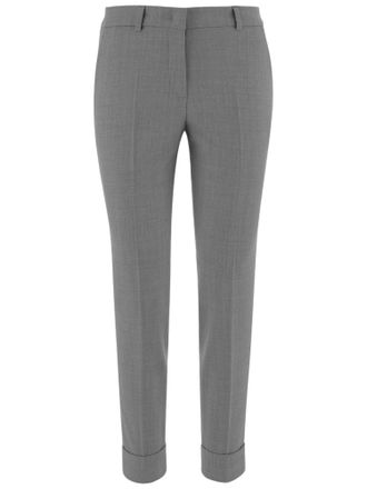 Ql2 Quelledue Light Gray Tailored Stretch Wool Straight-Leg Pants