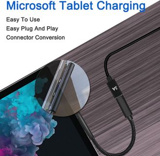 OEM Cable De Carga Usb-c Para Microsoft Surface, Una Soluci&oacute;n Port&aacute;til De Alta Calidad Con Indicador Led, Para Dispositivos Surface Connect, Color Negro (