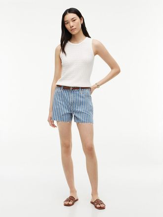 Tommy Hilfiger Womens Railroad Stripe Denim Short - Medium Wash - 10