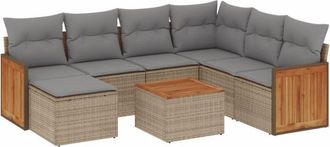 vidaXL Vidaxl - Juego De Sof&aacute;s De Jard&iacute;n Con Cojines Beige 8 Pzas Rat&aacute;n Pe