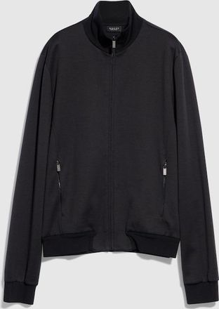 Gucci Silk Cotton Jersey Zip Jacket, Size XXXL, Black