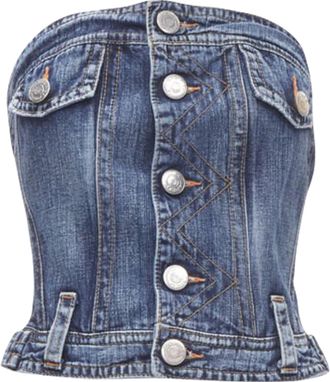 Dsquared2 washed denim boned corset btier top