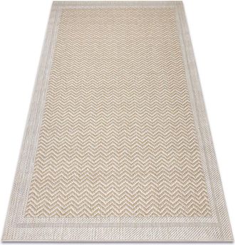 RugsX Alfombra Origi 3739 Crema / Beige - Marco, Espina De Pescado Hilo De Sisal Tejido Plano Beige 78x150 Cm