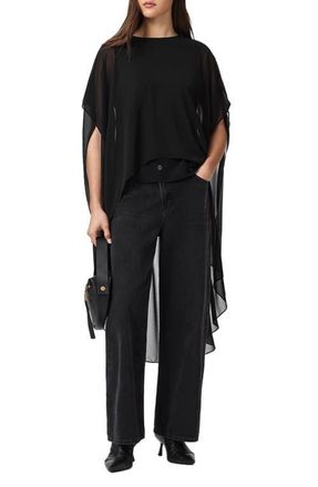 AllSaints Jamie Sheer High Low Top in Black at Nordstrom, Size 10 Us