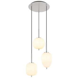 Netlighting Blacky I Cluster Pendant Nickel Matt Opal Glass Shade 3x E14 in Grey
