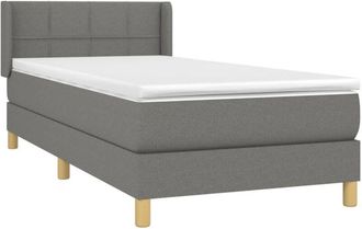 vidaXL Cama Box Spring Con Colch&oacute;n Tela Gris Oscuro 90x190 Cm Vidaxl