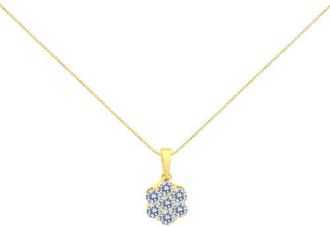 House of Brilliance 14K Yellow Gold 1.00 Cw Diamond 7 Stone Floral Cluster Pendant Necklace at Nordstrom