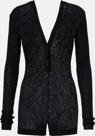 MUGLER Ribbed-knit cotton romper