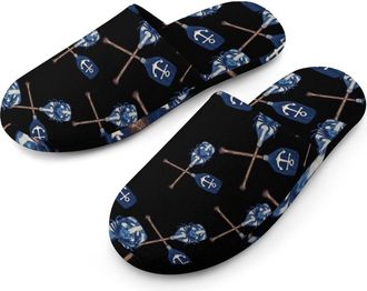 Generic Navy Blue And White Oar Mens Slippers Warm Non-Slip Houes Shose Spa Slipper for Home Bedroom