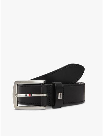 Tommy Hilfiger Mens Square Buckle Leather Belt - Black - 40