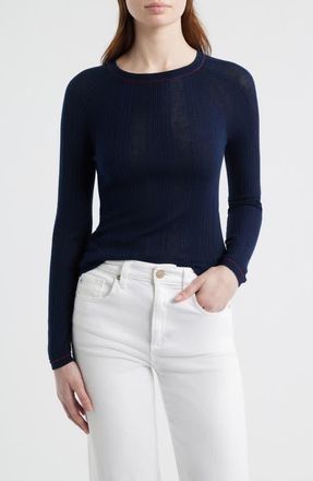 Rag & Bone Teresa Raglan Sleeve Rib Top in Navy at Nordstrom, Size Xx-Small