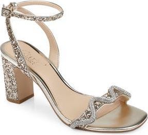 Badgley Mischka Gem Glitter Ankle Strap Sandal in Gold at Nordstrom Rack, Size 6.5