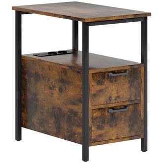 HOMCOM Mesa auxiliar 55x35x58.5 cm marr&oacute;n r&uacute;stico
