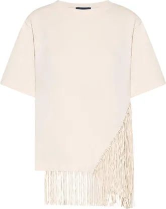 Sportmax COTTON T-SHIRT WITH FRINGES - Sportmax - Woman