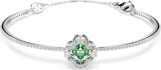 Swarovski Una Angelic Bangle, Mixed Cuts, Green, Rhodium Plated