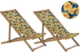 Beliani Tumbona de madera amarillo