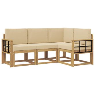 vidaXL Conjunto De Sof&aacute;s De Exterior Con Coj&iacute;n 4 Pcs Y Beige Vidaxl