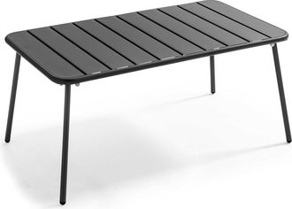 Oviala Mesa de jard&iacute;n de acero gris antracita 90 x 50 cm