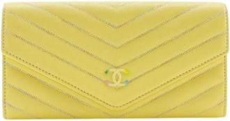 Chanel Pre-owned Lange portemonnee (bi-fold) - Dames - Vintage Accessoires - Geel - ONE Size - Leer - Vintage