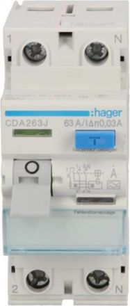 OEM Interruptor Diferencial Tipo A Cda263j, 2 Polos, 63 A, 0,03 A