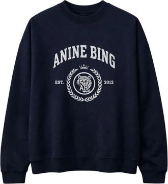 Anine Bing Miles Sweatshirt Collegiate - Dames - Sweatshirts - Blauw - M - Katoen - Hoodies & sweatvesten