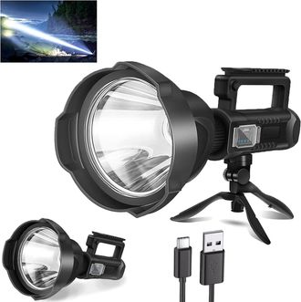 OEM Foco Recargable De Alta Luminosidad De 3.000.000 L, Potente Linterna Led De Largo Alcance Con 4 Modos, Tr&iacute;pode, Usb C, Resistente Al Agua Ipx5 Para Pe