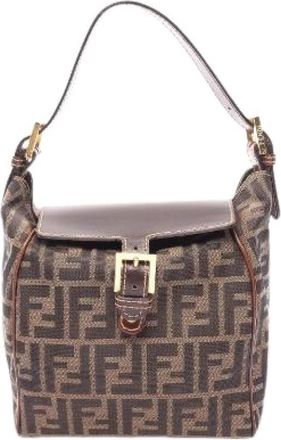 Fendi Pre-owned Zucca Canvas Leather Handbag - Dames - Vintage Schoudertas - Bruin - ONE Size - Leer - Vintage