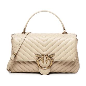 Pinko Chevron Gewatteerde Nappa Handtas - Dames - Handtassen - Beige - ONE Size - Leer - Tassen