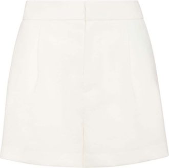 Philipp Plein logo-plaque satin shorts - women - Virgin Wool/Spandex/Elastane/Polyester - S - White