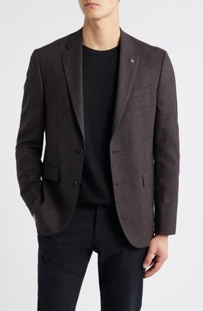 AllSaints Ross Slim Fit Brown Micro Houndstooth Sport Coat at Nordstrom, Size 48 Regular