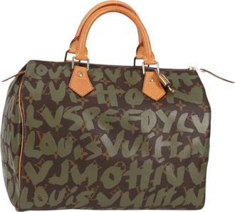 Louis Vuitton Speedy Handbag Limited Edition Monogram Graffiti Khaki Canvas Handbag (Pre-Owned)