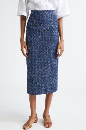 Michael Kors Sequin Embellished Pencil Midi Skirt in Indigo/Silver at Nordstrom, Size 12