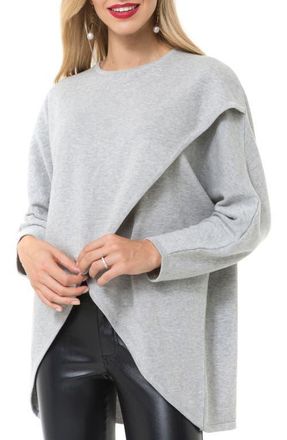 Accouch&eacute;e Let Loose Crossover Long Sleeve Maternity/Nursing Knit Top in Gray at Nordstrom, Size X-Large